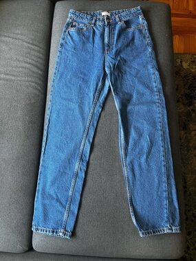 High Waist Straight Leg Blue Jeans 28x28 Lindex Betty UK 10 US 4